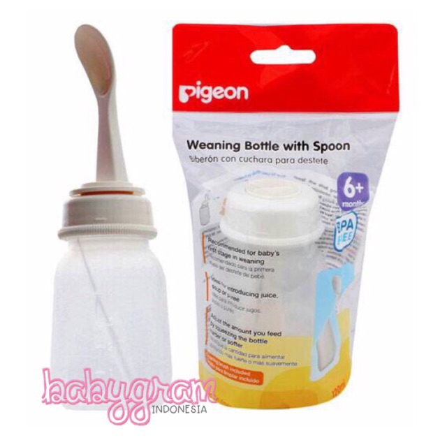 PIGEON Weaning Bottle With Spoon Food Feeder 120ml / 240 ml Botol Sendok Makan Bayi