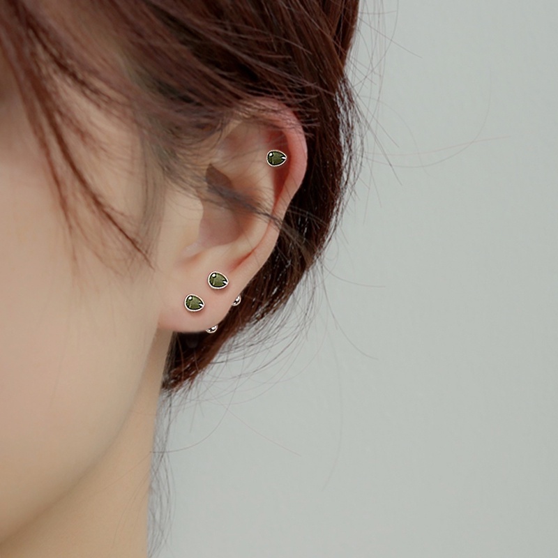 Anting Stud Mini Bentuk Alpukat Bahan S925 Silver Untuk Wanita