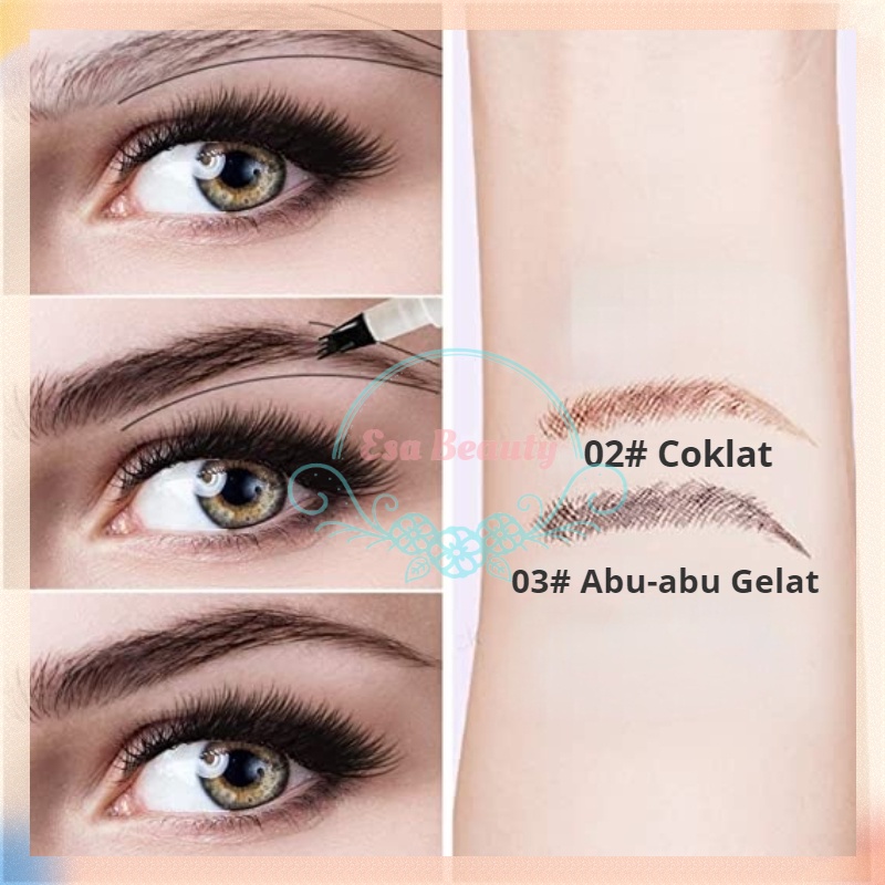 COCO MAMA 4 Tips Pensil Alis Long Lasting Anti Air Eyebrow Pencil Tarik Benang Eyebrow Waterproof Untuk Sulam Cetakan Alis