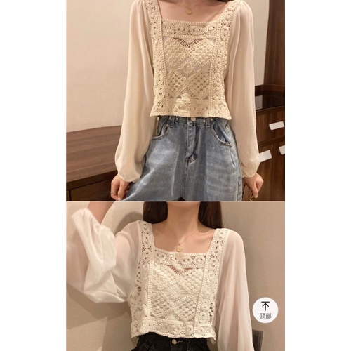 Blouse wanita atasan knit tulle import lengan panjang onesize II