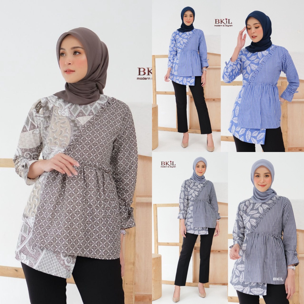 Blouse Batik Florintina Batik Wanita Lengan Panjang Baju Batik Wanita Bahan Full Katun Baju Batik Ke