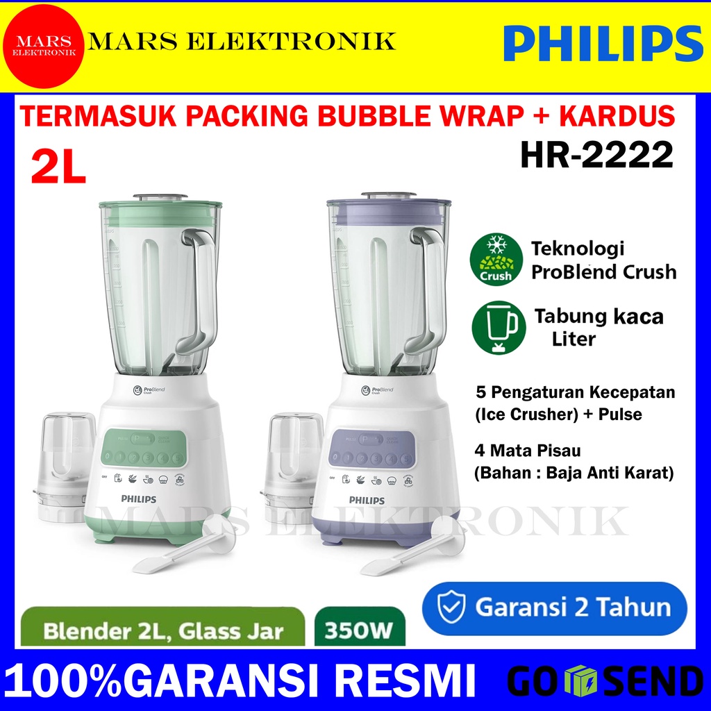 BLENDER PHILIPS HR-2222 / 2 LITER / JAR KACA / PHILIPS BLENDER  HR 2222 / KHUSUS MEDAN