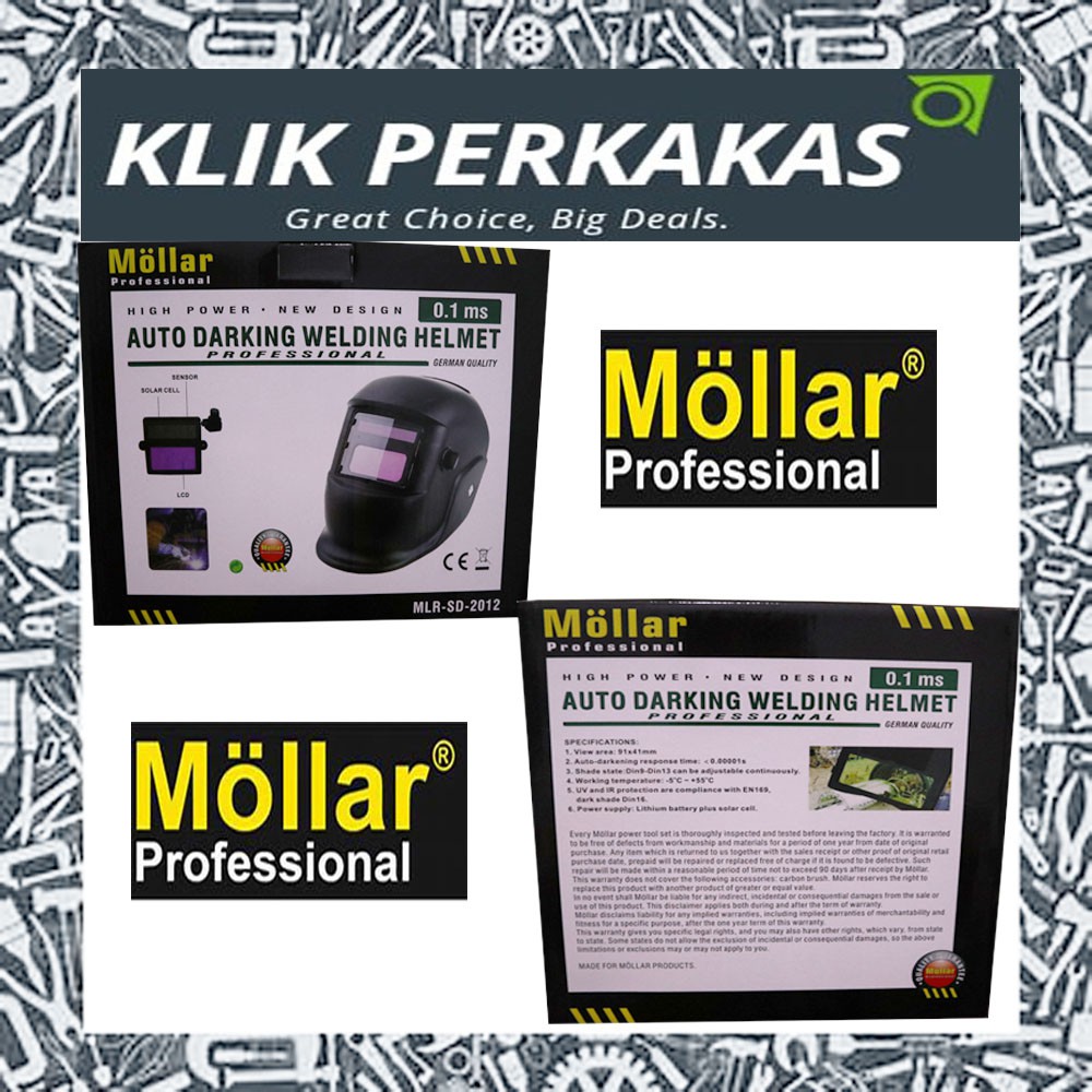 Helm las otomatis  topeng kedok las auto dark welding helmet Mollar