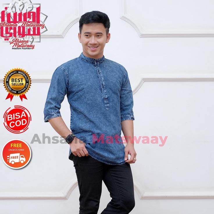 Harga TERMURAAH.. Baju Koko Pria 3/4 Jeans Levis Koko syubannul Muslimin Koko baju