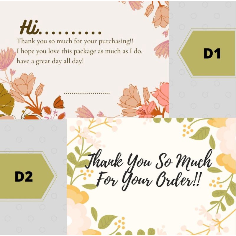 

Kartu Ucapan Thank You for Order/Custom Kartu