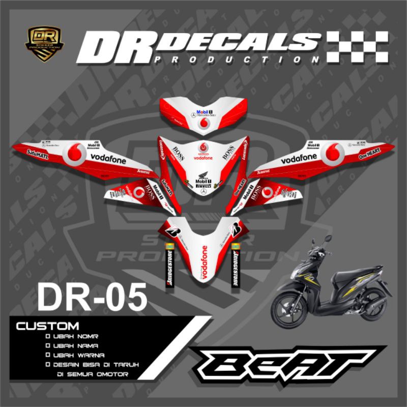 Decal Custom Beat fi 2015 / Decal Honda Beat fi new desain Vodafone
