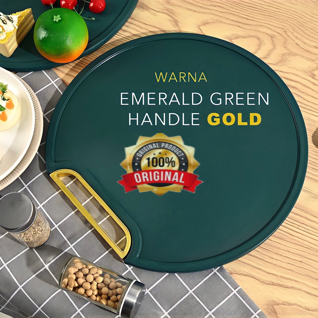 ( BISA COD ) PROMO TALENAN BULAT HIJAU EMERALD ANTI JAMUR BAKTERI / TALENAN SULTAN CUTTING BOARD / TALENAN BULAT BISA PUTAR 360 DERAJAT