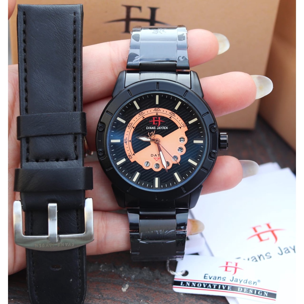 Jam Tangan Pria Keren Original Evans Jayden Bonus Tali Strap Tambahan EvansJayden