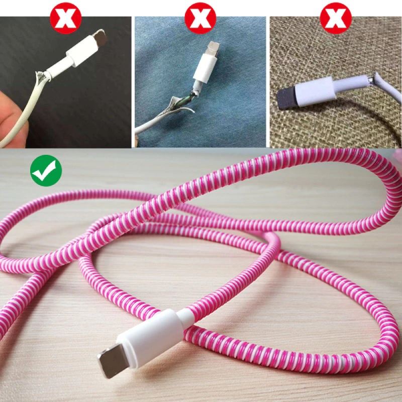 2 PCS Pelindung Lilitan Spiral protector Kabel USB Lightning iphone ipad Charger Cable