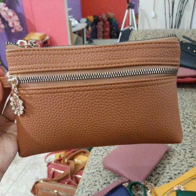 Dompet Wanita Silvi Terbaru 2021 Papirut Kulit Jeruk Premium Sintetis Imfort Kekinian Bisa COD-Tan