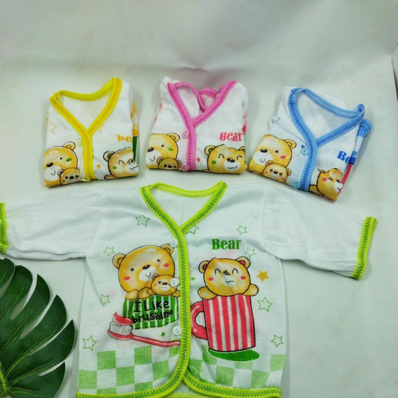 Baju Bayi Lengan Pendek Karaktet Sablon PE Newborn Baby Unisex 35gr