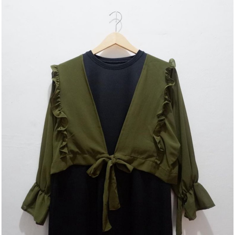 OUTER SET FASHION TERBARU / INNER DRESS MUSLIM / PAKAIAN WANITA-Inner black + army