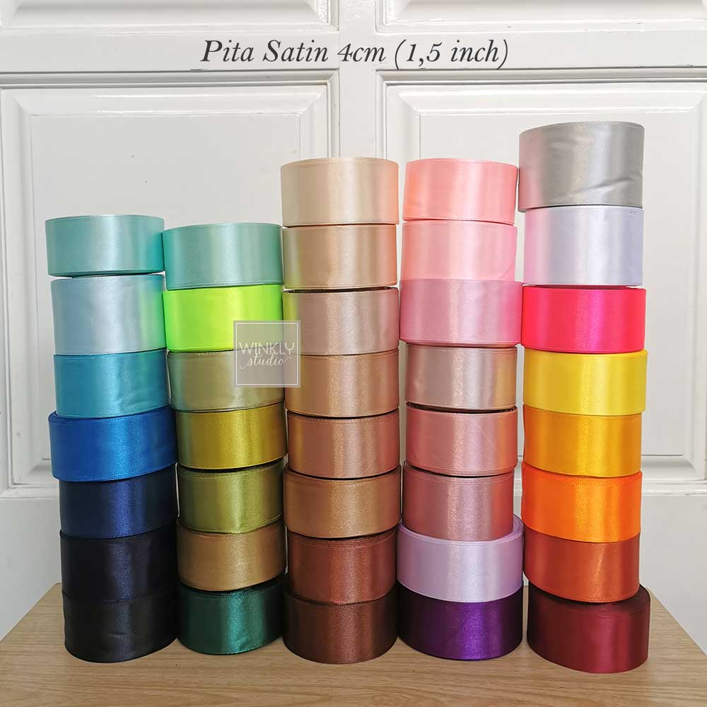 Pita Satin 4 cm / Pita 1,5 inch / Pita 40 mm / Pita Kado / Pita Hias