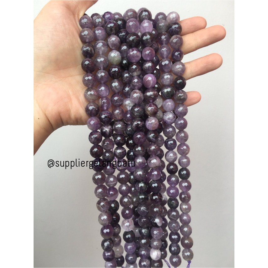 Batu kecubung brazil asli FACET 12mm CUTTING purple amethyst asli ungu aksesoris etnik martapura