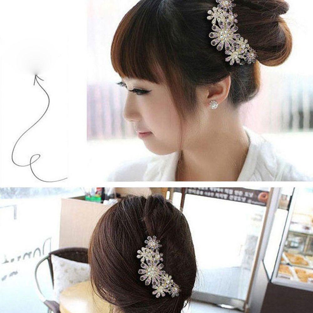 Agustinina Sisir Rambut Aksesoris Hairclip Jepit Rambut Hairwear Wanita Clip Pin Perhiasan Hias Kelopak Bunga