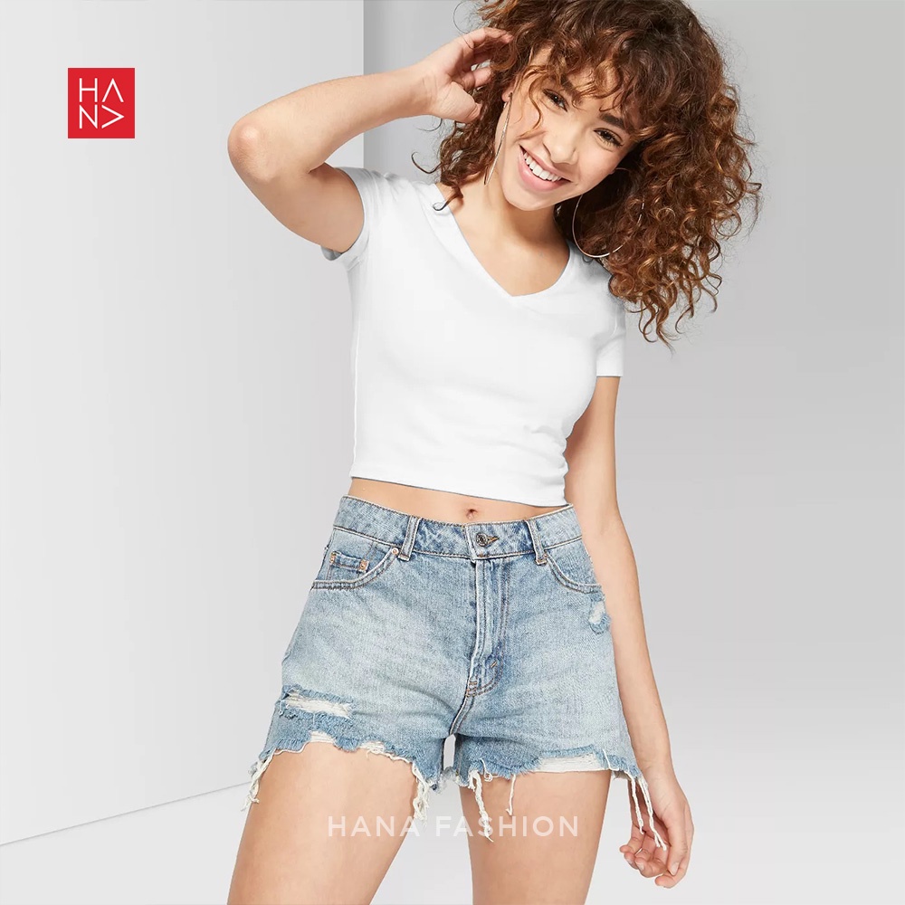 HanaFashion JKT - Keisha T-Shirt Crop Tee Polos Wanita Murah - CT134