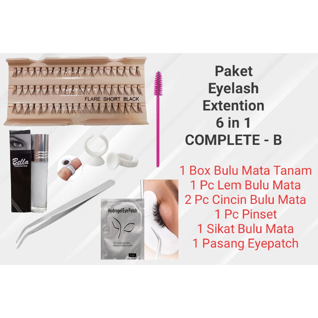 Paket Tanam Bulu Mata Komplit / Paket Eyelash Extention 6 in 1 Tipe B