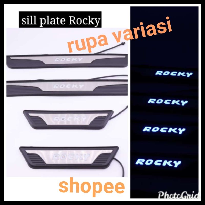 sill plate injakan samping pintu mobil daihatsu rocky nyala lampu led biru