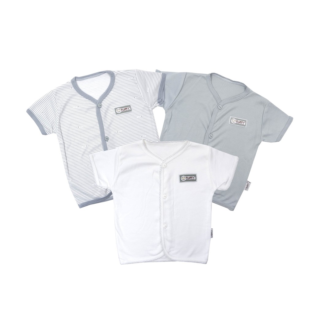 FLUFFY Baju Bayi Pendek Abu (Isi 3Pcs) Bdab Abu Newborn | Shopee Indonesia