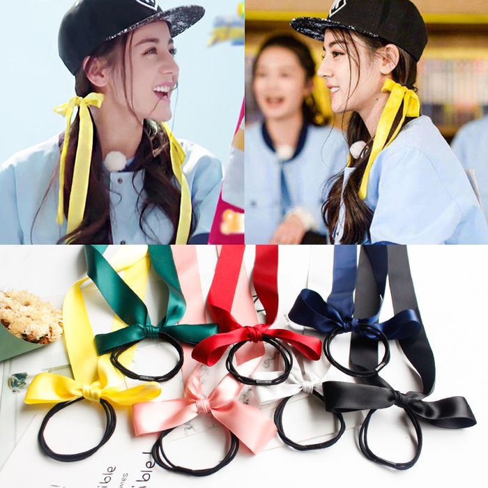 

JGO karet pita satin panjang aksesoris model jepang korea k pop black pink