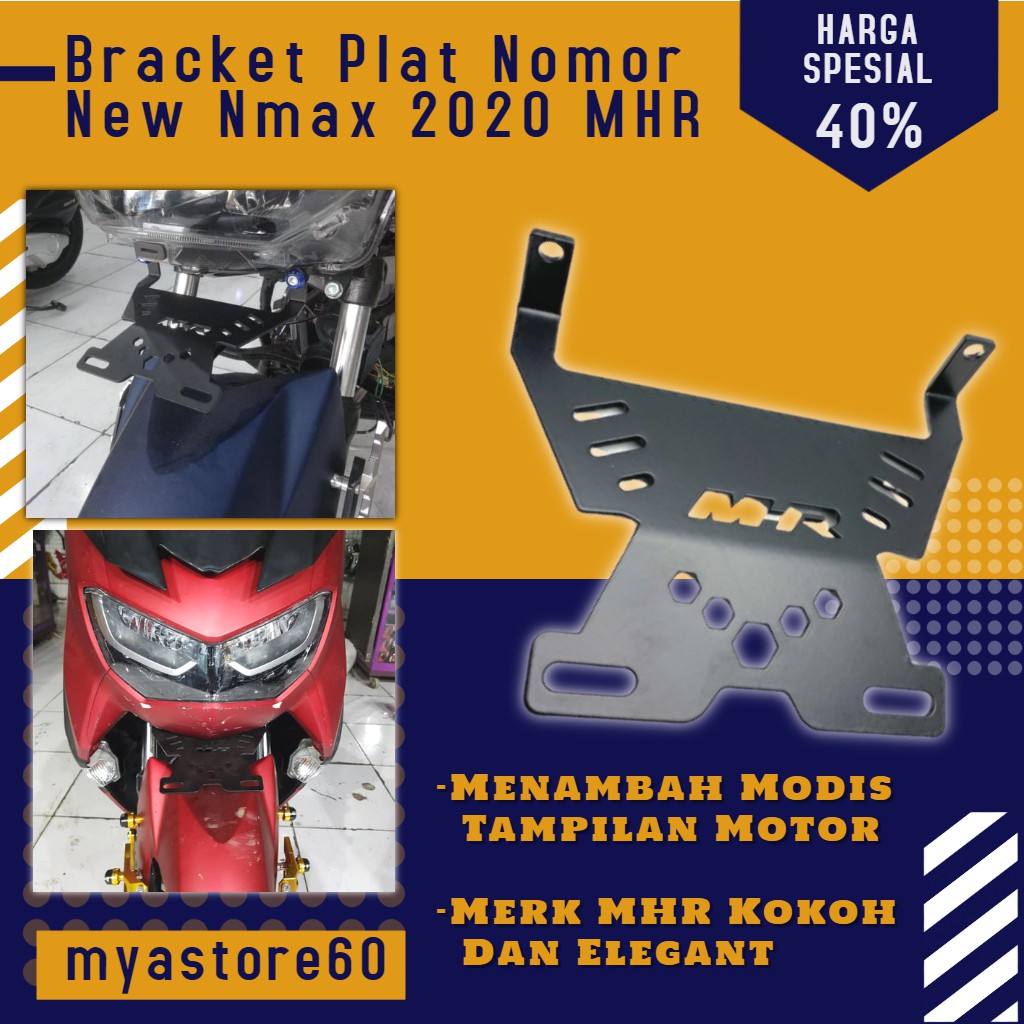 Dudukan Bracket Plat Nomor New Nmax 2020 MHR / Dudukan Plat Kumis 2020 Variasi Aksesorris Nmax 2020