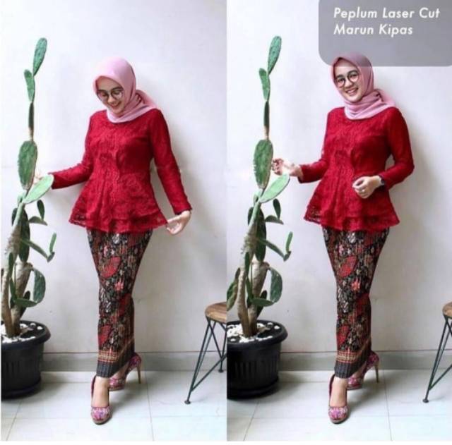 Set Kebaya Peplum Modren - Kebaya Brukat - Kebaya Wisuda