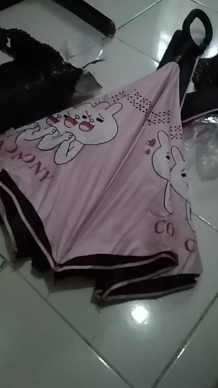 Payung Terbalik Kazbrella Motif Karakter Hello Kitty,brown,cony c Handle