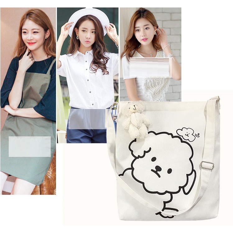 Tas Kanvas Cute Selempang Korean Bag Import Motif Lucu 621-8
