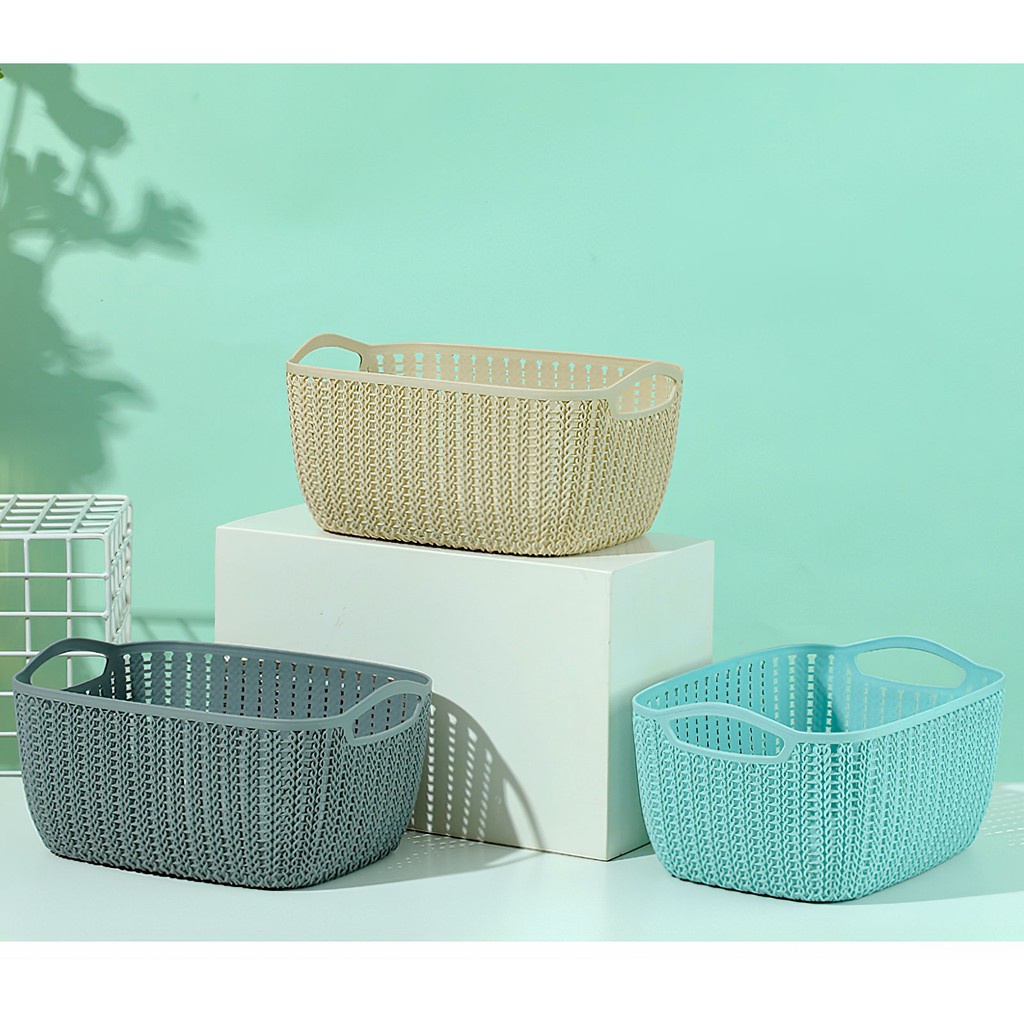 OKK Medium square woven basket Keranjang anyaman penyimpanan persegi sedang