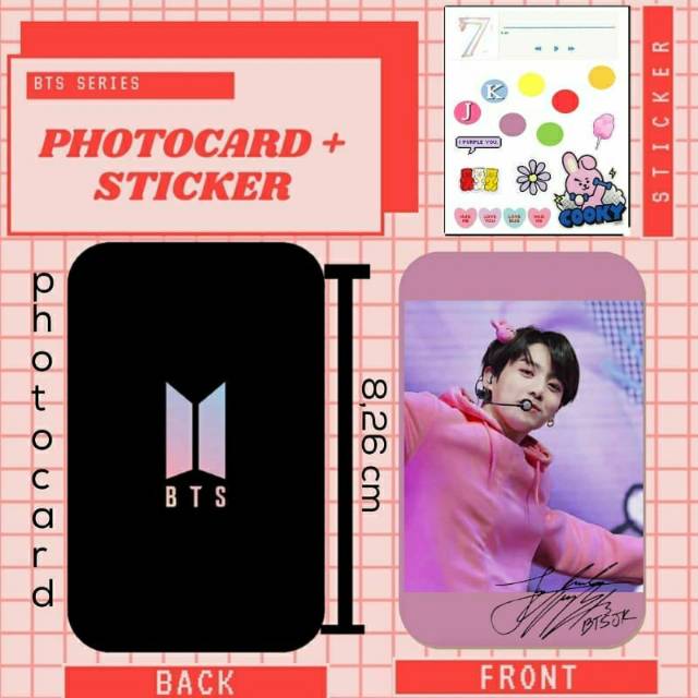 DIY Sticker photocard set aesthetic colorfull bts hp case unik kreatif jin jungkook rm jhope jimin v