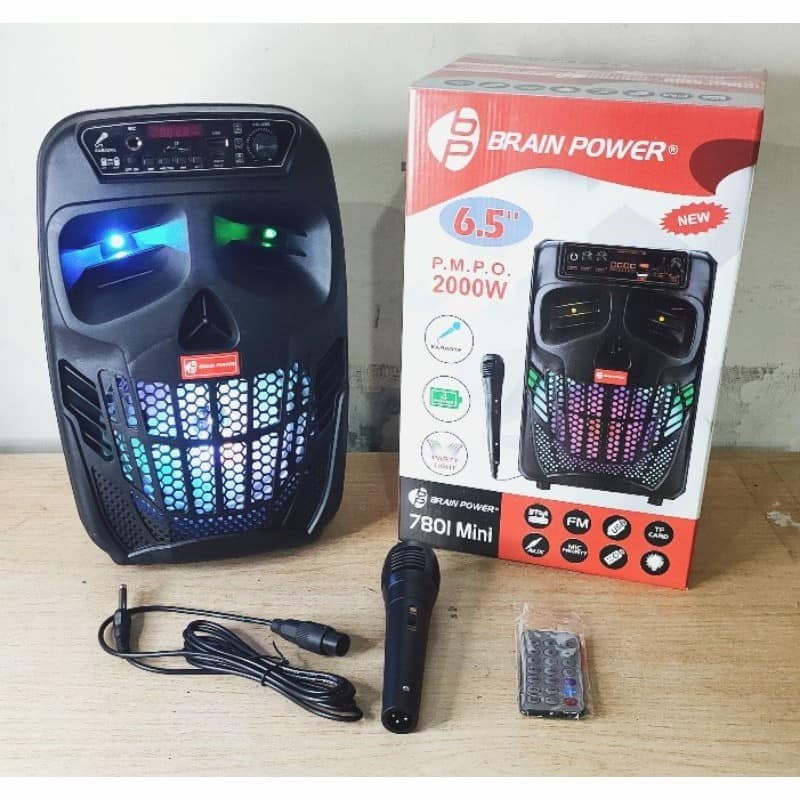 Speaker bluetooth portable mic karoke kms 7801 superbass 6.5 inci