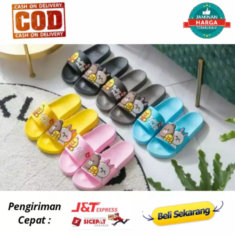 Sandal wanita karet / sandal slop wanita Karakter Timbul TOGETHER