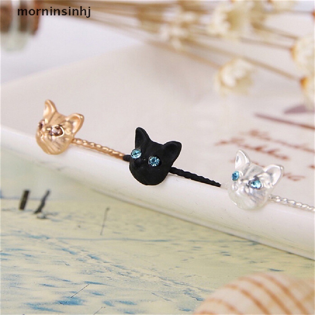 Mornin 1 Pc Cincin Mini Model Kucing Warna Hitamemassilver Untuk Wanita