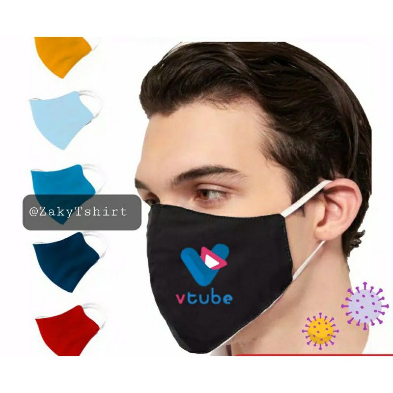 Masker Kain earlop 2ply Logo Vtube