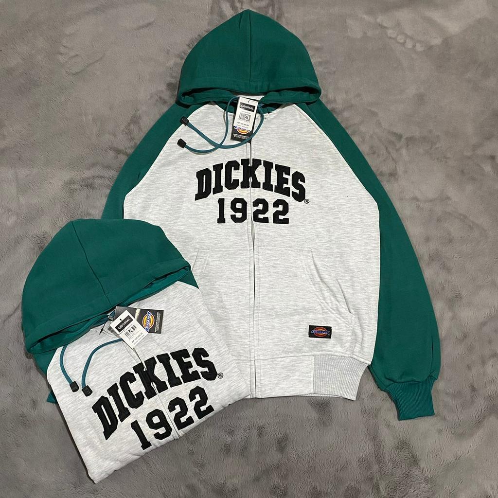 JAKET SWEATER HOODIE ZIPPER DICKIES 1922 ARCH LOGO BORDIR AUTHENTIC PREMIUM MIRROR 1:1 PULL TAG WASH OVERSIZE - JAKET DICKIES - HOODIE DICKIES - JAKET PRIA