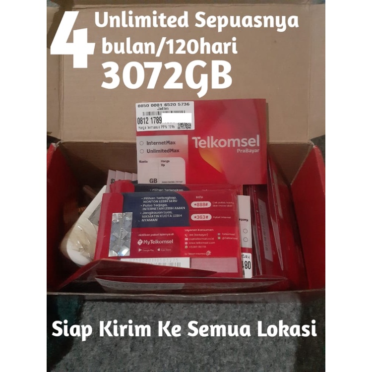 Kartu Perdana Telkomsel Kuota Extra Unlimited 4 Bulan All Tkp