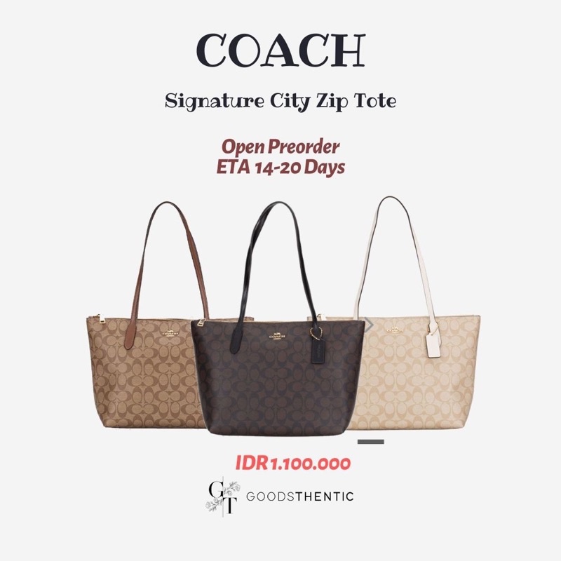 COACH SIGNATURE CITY ZIP TOTE
