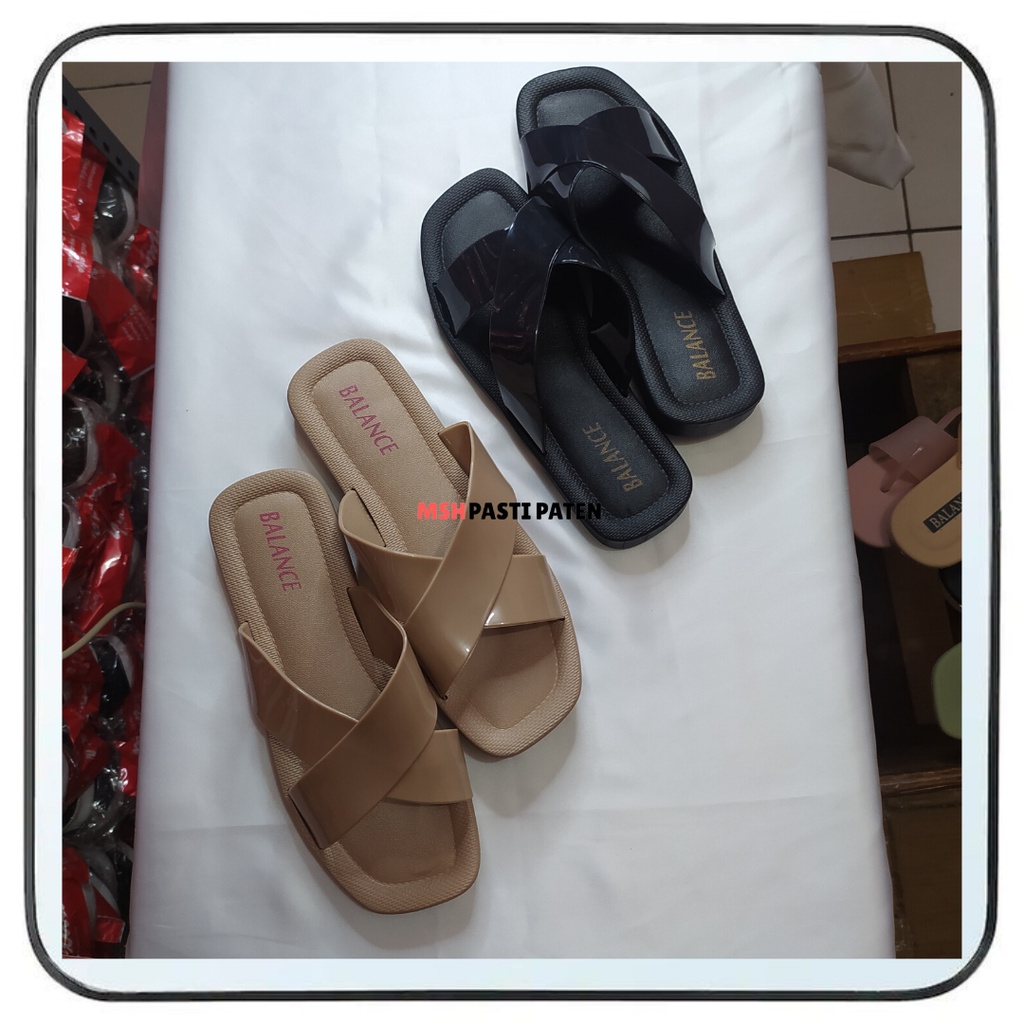 Sandal selop jelly silang wanita ori balance dan alina Sandal impor wanita