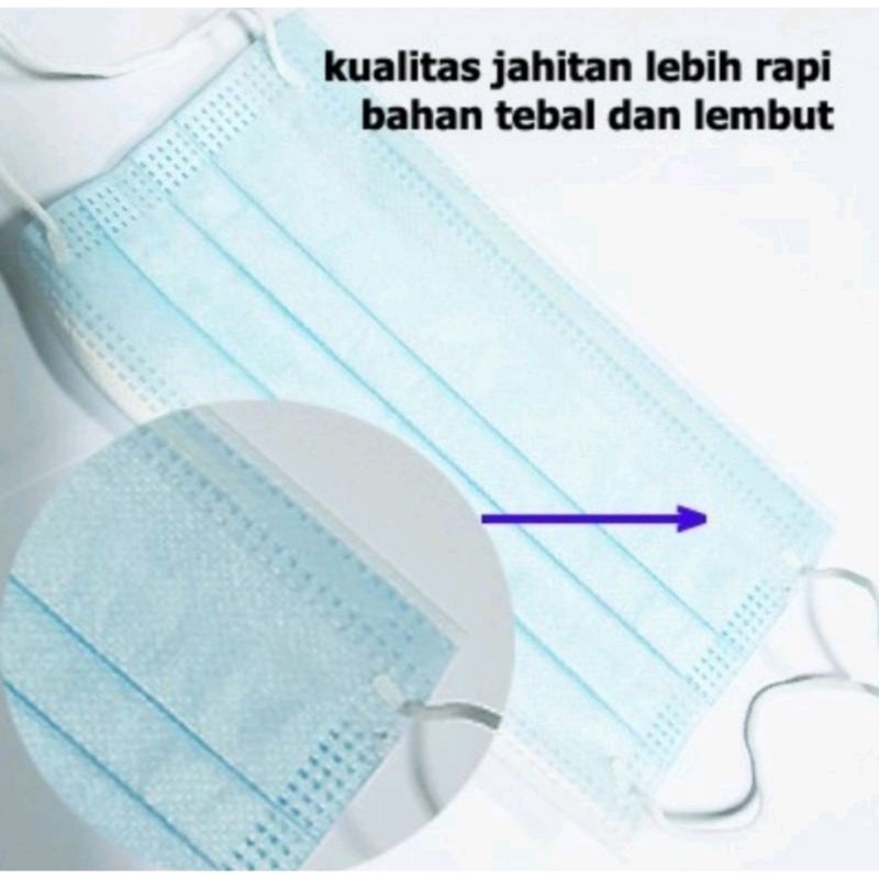 Masker Medis 3Ply Putih Disposable Surgical Earloop - Masker Hitam Earloop Bedah Medis