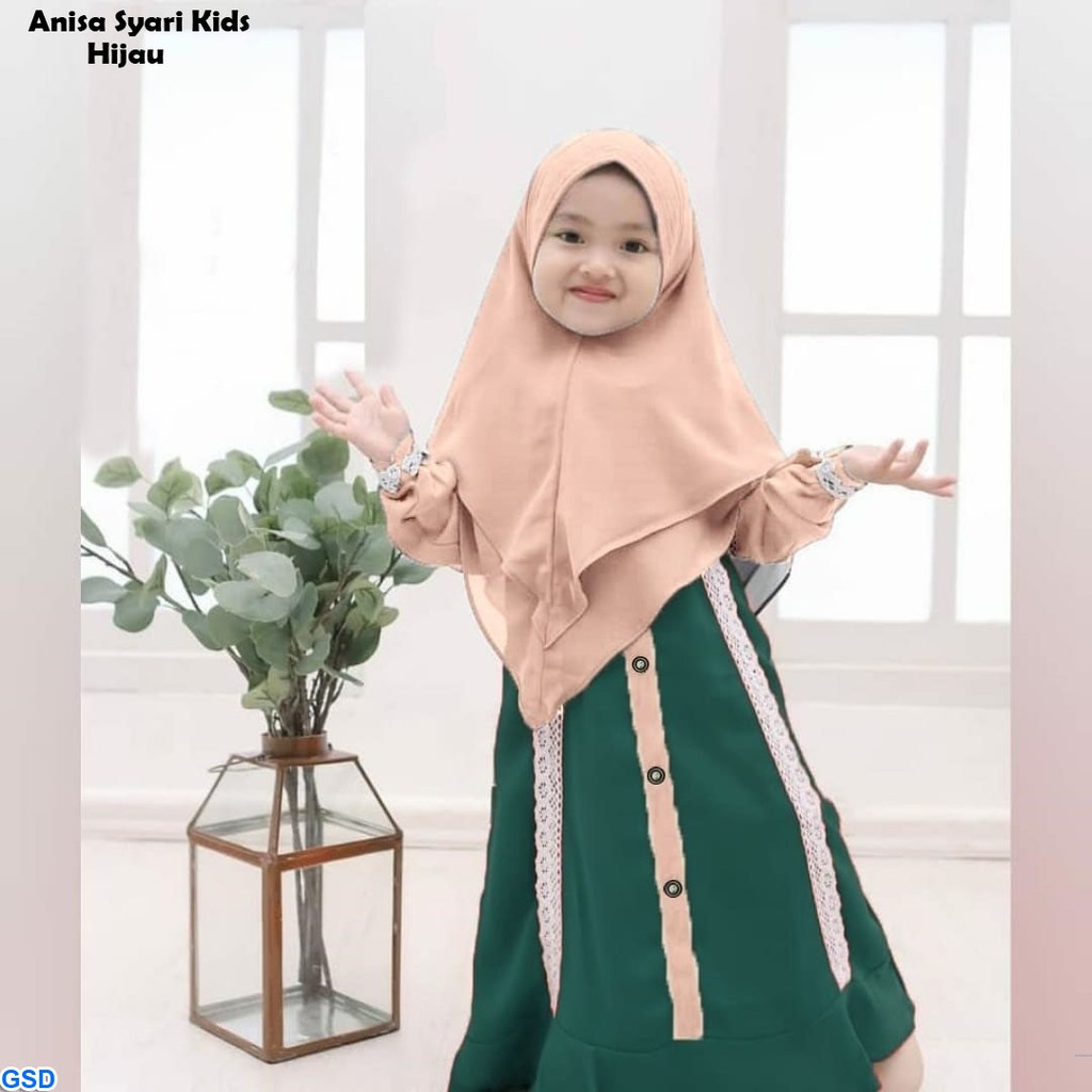 Anisa Syari Kids/Promo Gamis Anak Hijab Murah/ Long Dress Muslim Anak