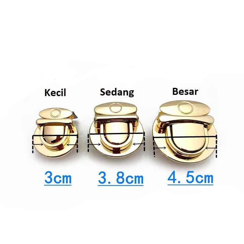 Kunci sodok tas BULAT premium quality - Kunci Sodok / Slop kunci tas / Buckle tas - kunci tutup tas