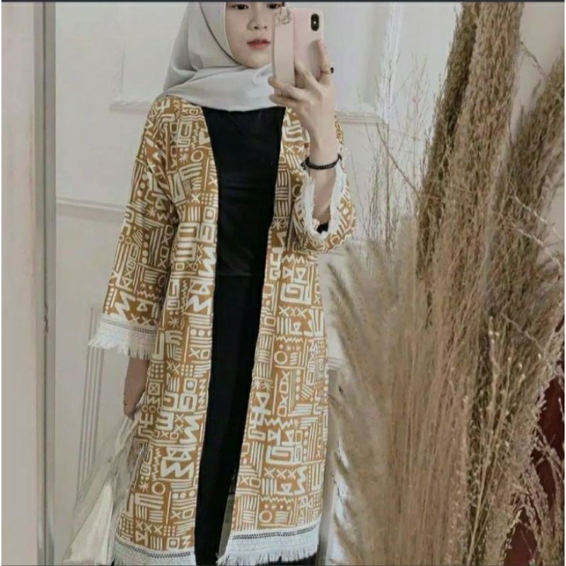 Cardigan Wanita Panjang Fringe long etnic