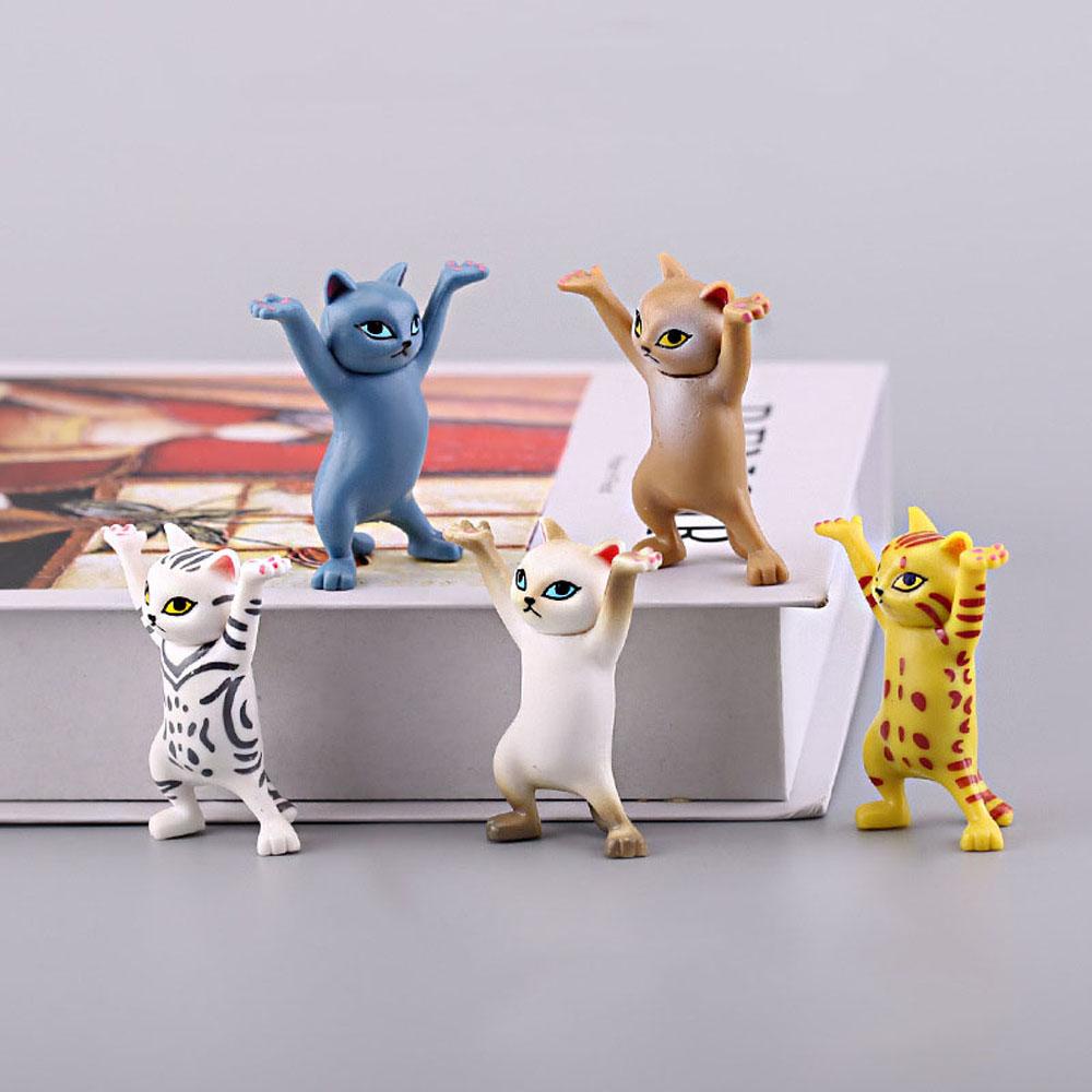 Lanfy Kucing Action Figure DIY Menari 5 Pcs/set Lanskap Mikro Anime Mainan Lucu Kucing Patung Kecil Figure Ornamen