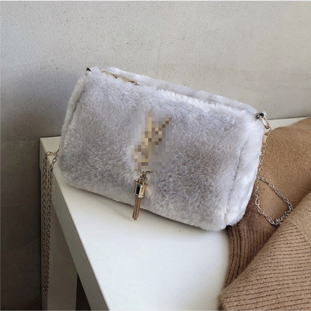 LJY42 Tas Korea Selempang Bulu Tas Fashion Tas Wanita Sling Bag Impor Brand New TKM