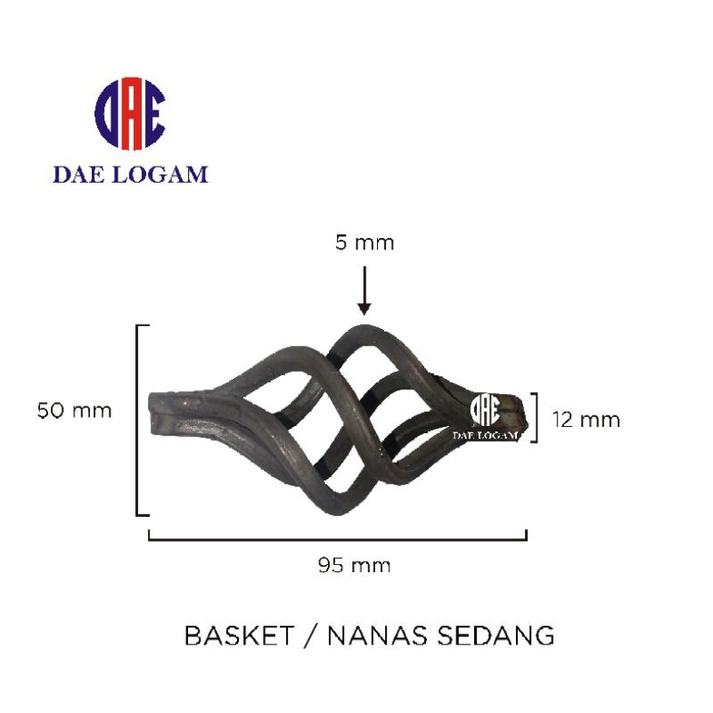 Ornamen Pagar Besi Basket / Nanas Ukuran Sedang