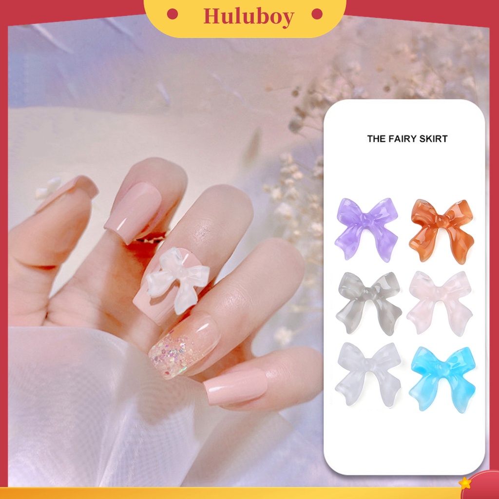 Huluboy Huluboy♡ 50 Pcs / Set Ornamen Dekorasi Kuku 3D Bentuk Ikatan Simpul Glitter Untuk Manicure Wanita