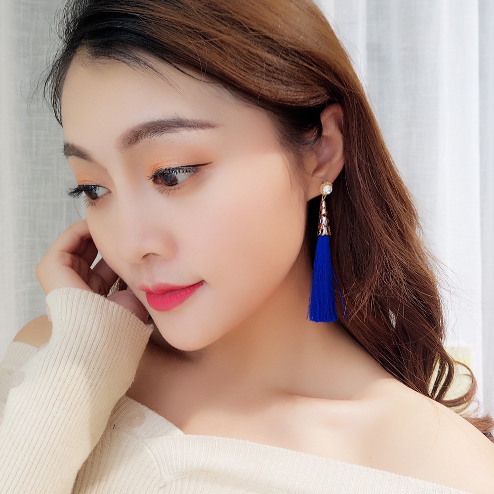 Panjang fringe anting-anting wanita bohemian buatan tangan anting-anting Korea gaya chic dan unik se