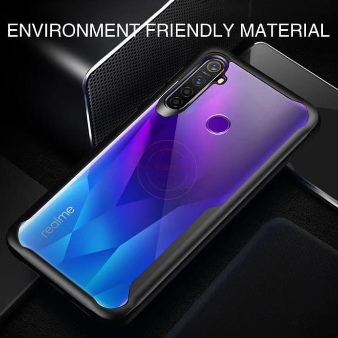 FINLAY CASE REALME 5 PRO RZANTS ARMOR X CLEAR MODEL RINGKE TRANSPARAN ARMOR HITAM RT132