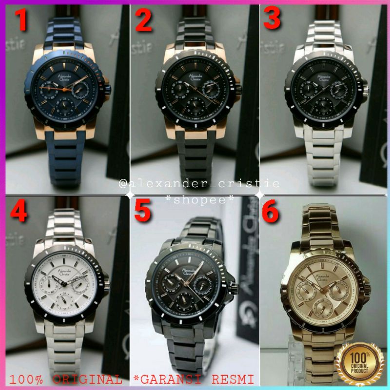ORIGINAL GARANSI RESMI | JAM TANGAN WANITA ALEXANDRE CHRISTIE CEWEK RANTAI STAINLESS STEEL ARLOJI WA