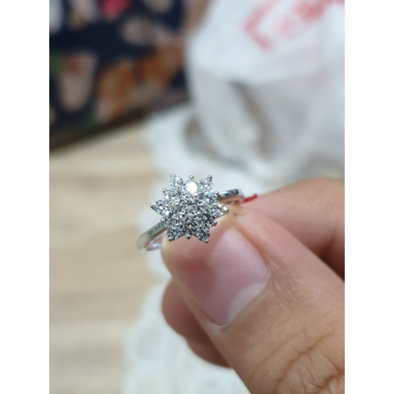 cincin emas putih segi matamata list polos